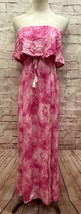Japna Womens XS Strapless Maxi Dress Rayon Light Pink Tie Dye Ruffle Tassel NEW - £28.95 GBP