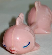 Vintage 1950s Celluloid Pink Fish Baby Rattle Barbell Shape 5 1/4&quot; ~ Rare! - £16.67 GBP