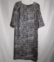 Marina Rinaldi Silk Dress Women&#39;s Black/White Half Sleeve Lined Size 14 NWT - £220.79 GBP