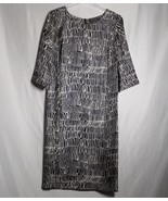 Marina Rinaldi Silk Dress Women&#39;s Black/White Half Sleeve Lined Size 14 NWT - £218.88 GBP