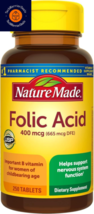 Nature Made Folic Acid 400 mcg (665 DFE), Dietary 250 Count (Pack of 1)  - $17.66
