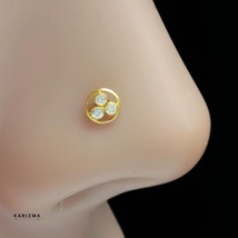 Petit 18K Véritable Or Indien Femme Transparent Blanc Zircone Nez Clou R... - $26.12