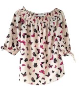 Stella Tweed butterfly pink 3/4 sleeves Top blouse M - £53.56 GBP