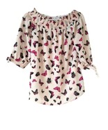Stella Tweed butterfly pink 3/4 sleeves Top blouse M - £39.17 GBP