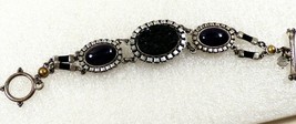 Lucky Brand Silver tone Black Geode & oval Stones Link Bracelet  - £20.24 GBP