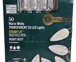50-Light C9 Transparent Warm White Ultra Bright LED String Light Set Chr... - $39.59