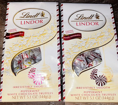 Lindt ~ 2-Bags White Peppermint Chocolate Truffles 5.1 oz Candy ~ 05/31/... - £17.32 GBP