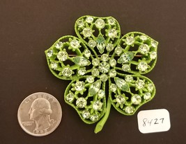 Vintage Shamrock Pin with Crystals - £9.47 GBP
