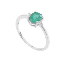 Emerald Promise Ring 5x7 mm Oval Emerald Anniversary Gift Mothers Day Gift - £34.41 GBP