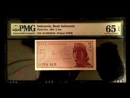 Indonesia 5 Sen 1964 Banknote World Paper Money UNC Currency - PMG Certi... - $39.00