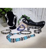 Vintage Hematite Jewelry Lot 7pcs Magnetic Bracelets &amp; Necklaces Mixed Use - $79.21 CAD