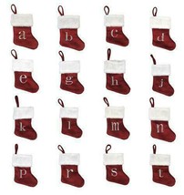 Monogram Letter on Red Christmas Stocking 8&quot; X 6&quot; White Select Letter Below - £7.07 GBP