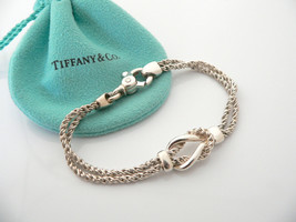 Tiffany &amp; Co Silver Double Rope Knot Bracelet Bangle Rare 7.5 In Gift Love Pouch - $468.00