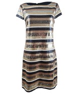 Vince Camuto Women&#39;s Sequined Striped Bodycon Dress 14, Navy/Gold - $870.52 MXN