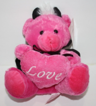 Inter American Pink Plush Devil Valentines Love Heart Teddy Bear 7&quot; Soft... - £9.92 GBP