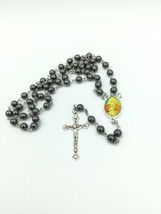 Virgen de Coromoto Rosary Venezuela Hematite Beads Necklace Prayer Card  - $11.88