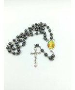 Virgen de Coromoto Rosary Venezuela Hematite Beads Necklace Prayer Card  - £9.39 GBP