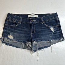 Abercrombie Fitch Shorts 28/6 Lowrise Denim Blue Jean Dark Cuffed Distre... - $24.99