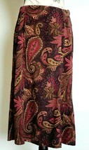 Christopher &amp; Banks Soft Wine Red Paisley Dress Casual Boho Midi Skirt Size 8 - £16.72 GBP