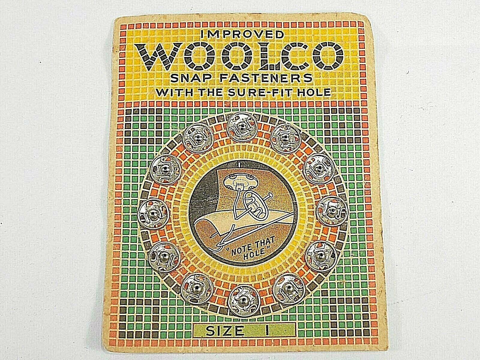 Primary image for Vintage WOOLCO SNAP FASTENERS Size 1 COMPLETE SLEEVE of 12 