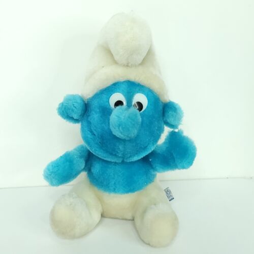 1980 Peyo Smurf Bean Bag Plush Wallace Berrie &amp; Company Vintage 8in Plas... - $19.79