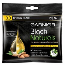 Garnier Black Naturals Hair Color, Shade-3 (20ml+20g, Brown Black) - £7.82 GBP