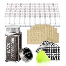 66 Glass Spice Jars With 703 Spice Labels, Chalk Marker And Funnel Complete Set. - £59.13 GBP