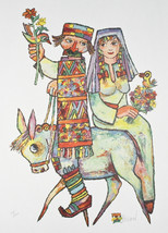 &quot;Couple on Donkey&quot; by Jovan Obican Signed Ltd Edition of 300 Lithograph ... - $296.97