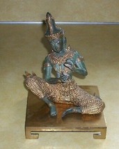 Thai Thep Buddhist Angel Music Statue Figurine Gold Gilt Bronze Yogi Yoga Deity - £136.89 GBP
