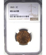 Blue Chip Quality 1865 2 Cents Low Pop NGC MS66 RB AN764 - £1,586.74 GBP