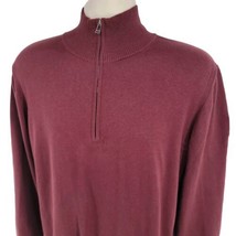 Belstaff Sweater Men&#39;s XL Red 1/4 Zip Cotton Silk Blend - $59.35