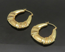 14K GOLD - Vintage Shiny Textured Hollow U-Shape Hoop Earrings - GE116 - £287.05 GBP