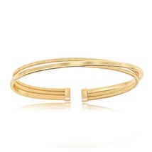 Sterling Silver Polished Wire Bangle, Bonded with 14K Gold Plating - £193.86 GBP