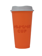 Starbucks 2013 &quot;FESTIVE CUP&quot; Reusable Mug Cup With Lid Plastic 16 oz Orange  - £7.15 GBP