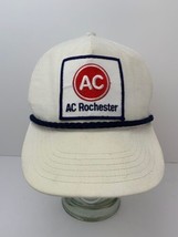 Vintage AC Rochester Hat with Patch Trucker Cap Snapback Rope White USA - $32.62