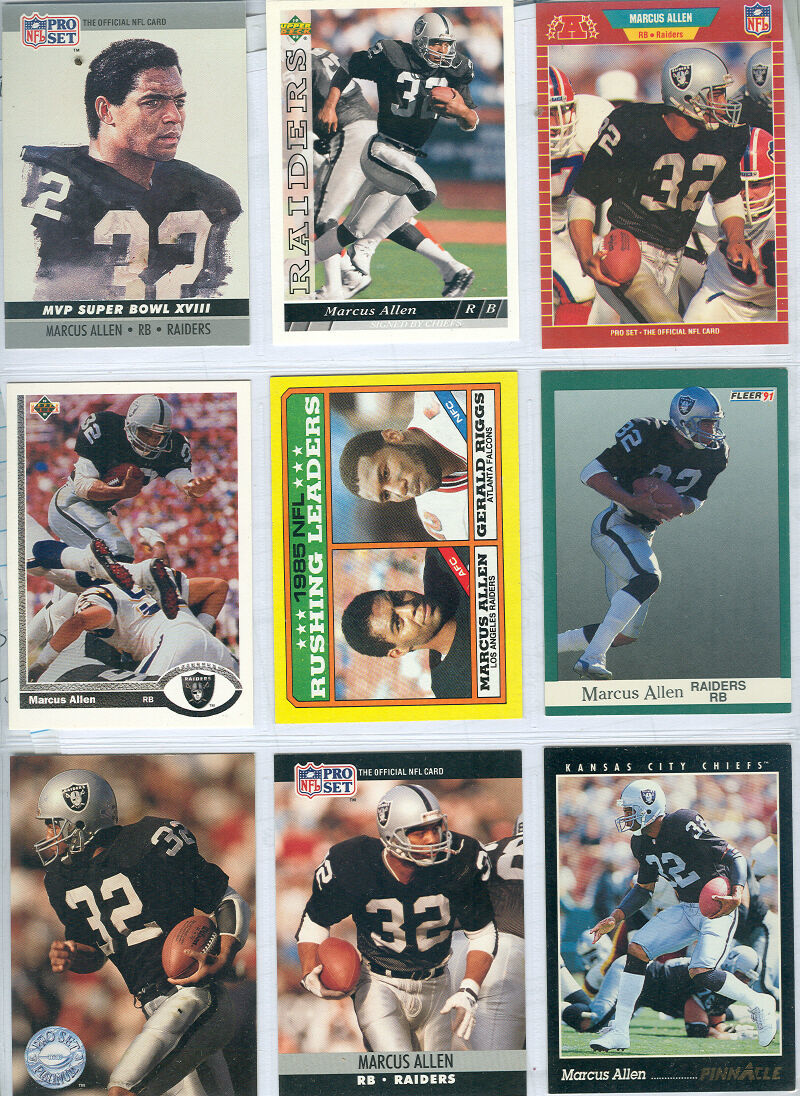 MARCUS ALLEN  OAKLAND RAIDERS     9  FOOTBALL  CARDS  !   ! - $1.67