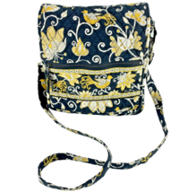 Vera Bradley Quilted Shoulder Bag Yellow Bird Pattern on Black 12 x 10 x 2 in - $33.69