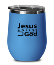 Jesus Christ Our God, blue drinkware metal glass. Model 60062  - £21.52 GBP