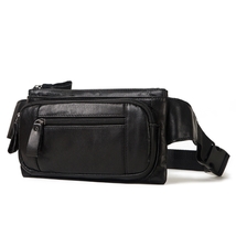Handmade Men Bag in Genuine Leather / Metal zipper plastic buckle shoulder strap - £58.46 GBP