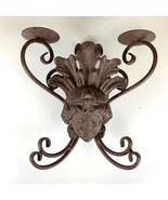 Vtg Metal Figural Womans Head Large Wall Mount Sconce 2 Candle Lite Hold... - $1,293.54 MXN
