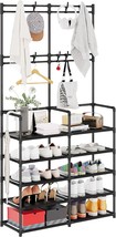 Udear 5-Tier Coat And Shoe Rack, Entryway Coat Rack With 8 Hooks, Double... - $41.92