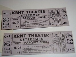 The Lettermen 2 Unused 1971 Concert Tickets W Will Call Krnt Theater Des Moines - £7.49 GBP