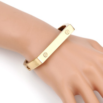 Gold Tone Hinged Bar Bangle Bracelet, Trendy Gift for Women, Ladies and ... - $27.99