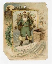 Lion Coffee Green Santa Claus Merry Christmas to All Woodson Spice Co Ad Card - £21.74 GBP