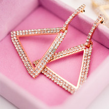 Exaggerated Geometry Triangle Copper Earrings Lady Temperament Personality Diamo - £7.98 GBP