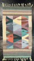 Vintage Mid Century Modern Oaxacan Zapotec Native Wool Textile Fish Pattern - £179.36 GBP