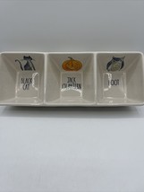 Rae Dunn divided serving tray black cat jack-o’-lantern hoot 11.5” x 4 1/2” - £16.69 GBP