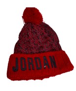 Jordan Youth Knit Cable Cuff Pom Beanie Red Multi One Size New  - £11.04 GBP