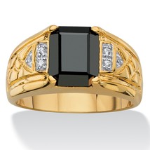 18k Gold Hematite Ring Diamond Accent Gp Size 8,9,10,11,12,13, - £157.31 GBP