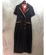 JULIAN TAYLOR, NAVY BLUE/ ORANGE BUTTON DOWN, VINTAGE 80&#39;S DRESS, SIZE 6 - $17.60